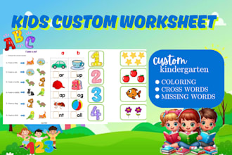 design custom educational worksheet and activity books for kids, kids book