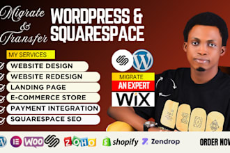 convert wix joomla webflow squarespace or duda website to shopify to wordpress