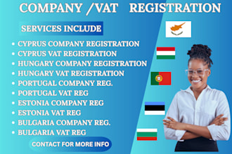 register your eu company in cyprus, hungary,  with vat and business address
