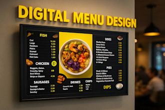 do menu design, digital screen, digital menu or menu board