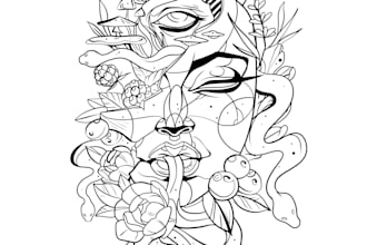 draw up a custom line art tattoo design
