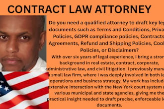be your lawyer for legal agreements, contract, terms and conditions, mou or nda