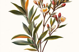 draw botanical illustrations of flowers, plants and fruits