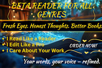 be your bold alpha and beta reader for all genres, romance,fantasy,proofreading