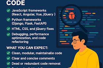 debug and fix javascript or python framework issues for you
