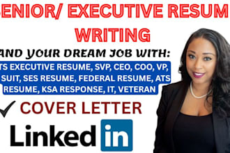 write an executive resume for CEO, vp, ses, resume writing, and cover letter
