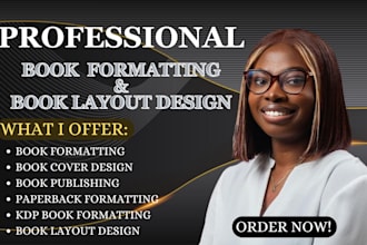 do book layout design, book formatting, book publishing and proofreading for kdp