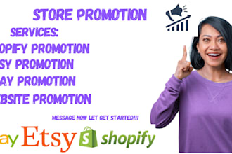 promote and market your website, shopify, ebay, etsy, amazon or any link