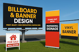 create billboard, yard sign, roll up banner, vinyl signage design, shop front