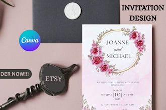 create elegant wedding, birthday, party digital invitation canva design