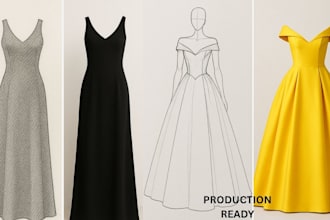 create womens clothing design with fashion tech pack as a fashion designer