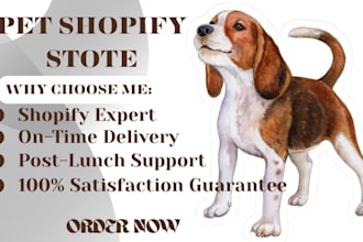 build shopify pet store, dog store, shopify store design
