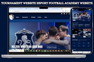 build dynamic tournament website football academy website esport gaming website