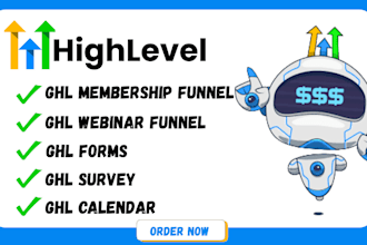 ghl webinar funnel, ghl membership funnel, ghl calendar, ghl form, ghl survey