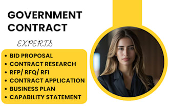 write winning bid proposal, contract research, business plan, respond to rfp