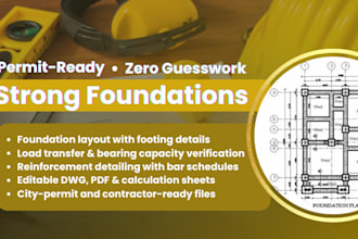 design isolated, raft, and pile foundations with full details