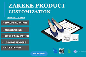 do zakeke teeinblue customily kickflip 2d 3d shopify store product configuration