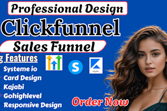 click funnels, systeme io, gohighlevel, kajabi sales funnel business card design