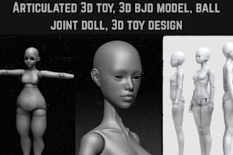 sculpt 3d bjd modelling, ball joint doll, 3d printing articulated 3d toy design
