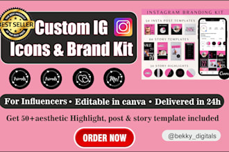 design instagram highlight icons and brand kit for influencers
