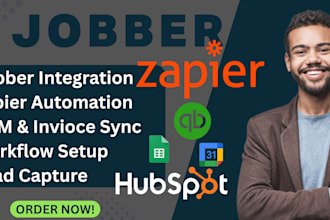 integrate jobber with zapier, calendars, google sheets, quickbooks, hubspot