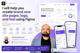help you create brand new site pages flow, logo, look and feel using figma