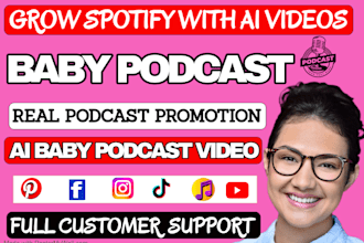 create ai baby podcast video for tiktok, instagram, fb and youtube