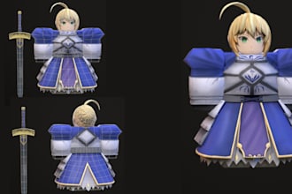 design  detailed roblox avatar, roblox model, roblox character with full rigging