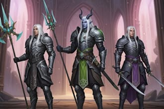 create custom fantasy and sci fi character illustrations environment design
