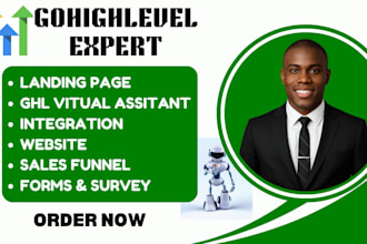 create gohighlevel virtual assistant, ghl website, sales funnel form expert