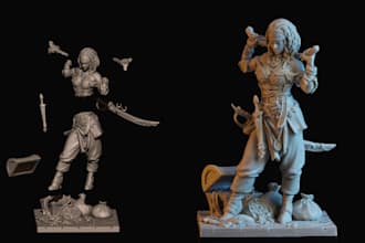 sculpt 3d characters, 3d miniature figures, warhammer mini 40k dnd for printing