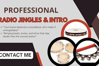 produce intro and outro music jingle for radio, podcast, TV radio commercial ads