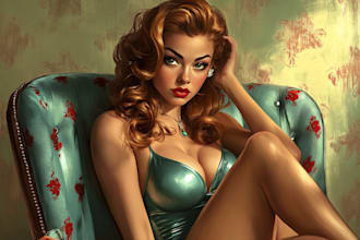 draw a pin up girl and pin up girl and art