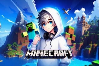 do minecraft logo, banner with superfast server promotion