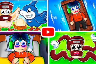 draw cartoon roblox thumbnail for youtube in any style