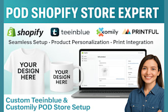 personalize teeinblue customily printful print on demand shopify store
