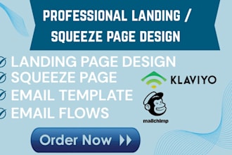 design landing page squeeze page on mailchimp mailerlite hubspot klaviyo