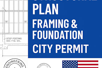 provide structural plan, framing layout, and foundation design for city permit