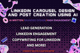 design ai powered linkedin carousels, craft ai written engaging posts for brands