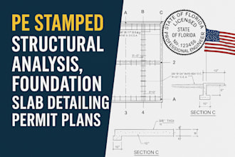 deliver pe stamped structural concrete, drainage, and site plans for permit
