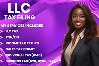 do US tax filing, individual tax, business tax, llc tax,ein