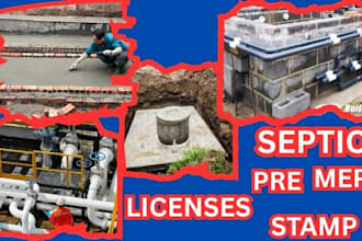 create authentic septic tank, mep, dome, spray, mound, drainage design and stamp