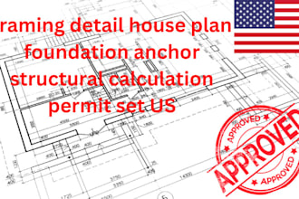 framing detail house plan foundation anchor structural calculation permit set US