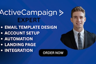 setup activecampaign automation, landing page, email template design zapier, gtm