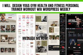 design yoga gym health and fitness personal trainer workout wix wordpress weebly