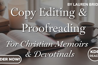copy line edit, proofread christian book daily devotional prayer journal memoir