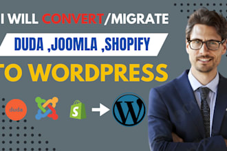 convert migrate wordpress joomla website shopify store update duda to wordpress