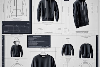 do clothing tech pack fashion flat sketches 3d clothing mockup illustration