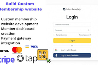 build membership website with login content restriction payment integration