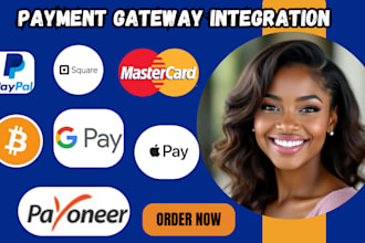 integrate payment gateway,paypal,stripe,square shopify payment,crypto payment